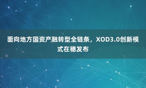 面向地方国资产融转型全链条，XOD3.0创新模式在穗发布